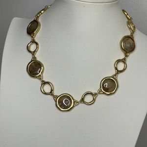 Chico's necklace signed costume jewelry chunky chain link gold tone enamel boho